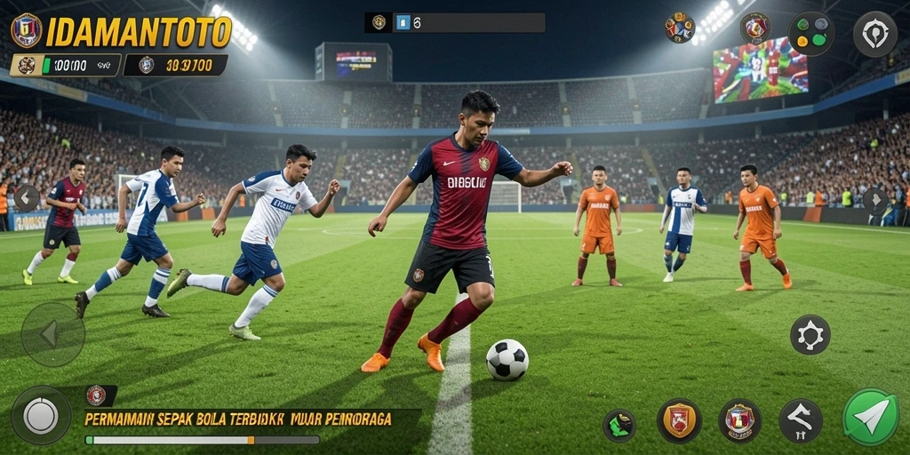 Tampilan menarik dari gameplay IDAMANTOTO dengan aksi sepak bola yang seru.