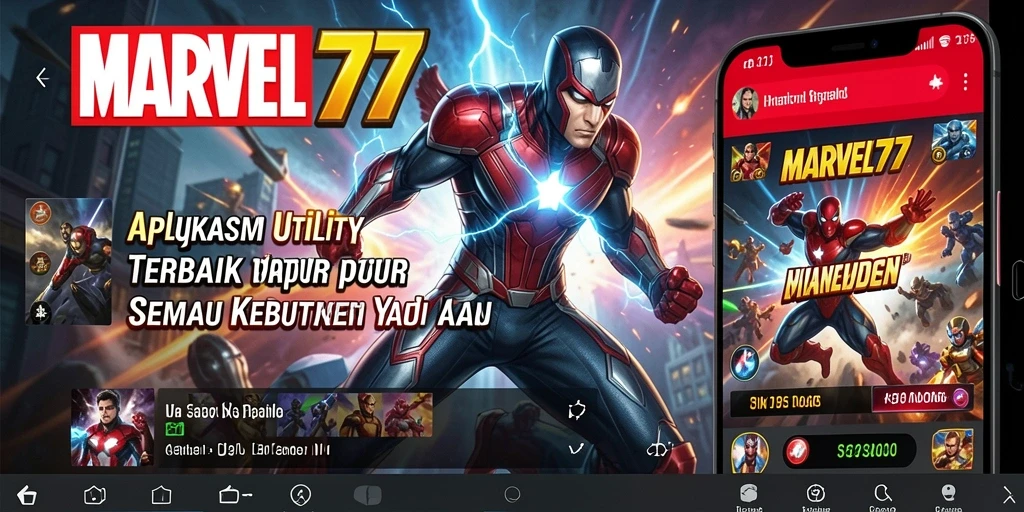 Tampilan utama aplikasi MARVEL77 menampilkan fitur-fitur Utility yang mudah diakses.