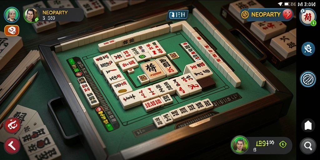 Tampilan menarik dari gameplay NEOPARTY dalam Mahjong.
