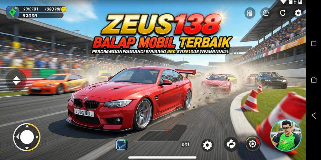 Screenshot gameplay balap mobil di ZEUS138 yang mendebarkan.